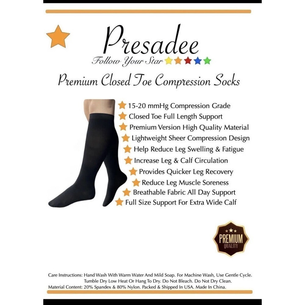 Presadee Sheer Premium 15-20 mmHg Moderate Compression Leg Closed Toe So… - Picture 4 of 6